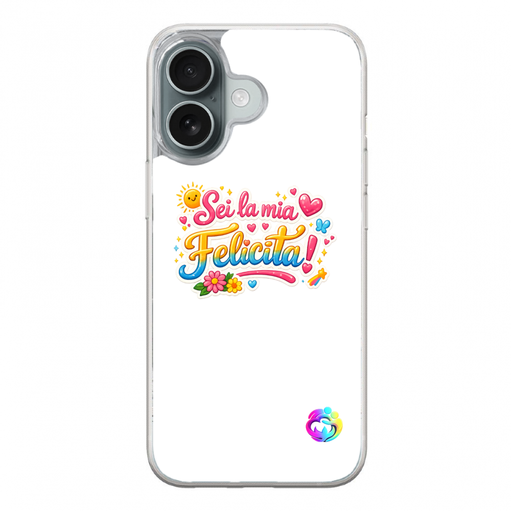 Cover Gomma iPhone 16 "Felicità"