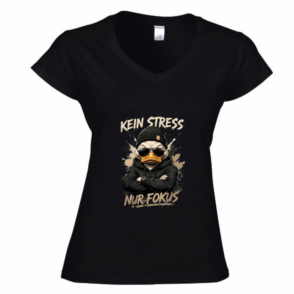 T-Shirt Donna Scollo V Kein Stress
