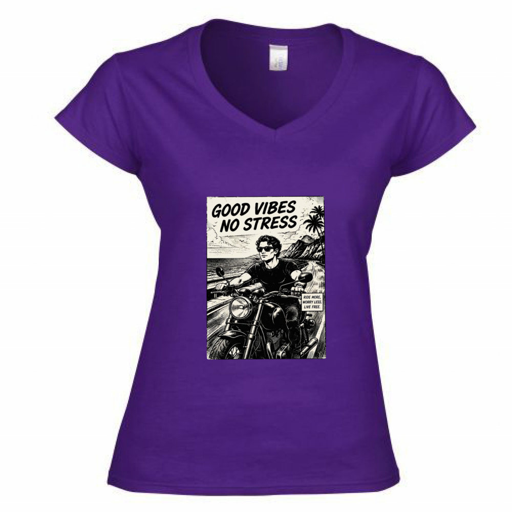 T-Shirt Donna Scollo V Good Vibes