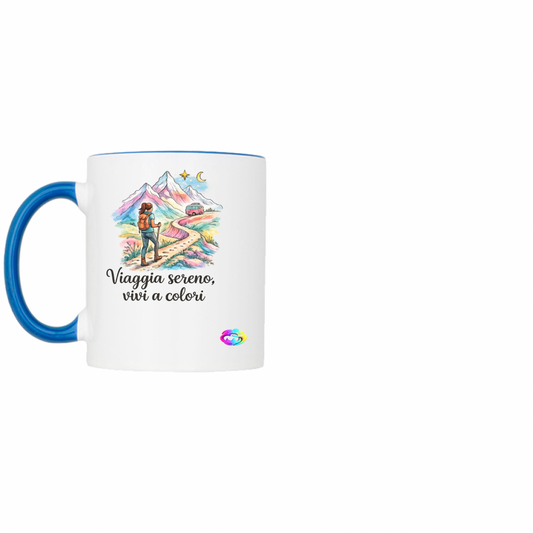 Tazza bicolore "Viaggia sereno"
