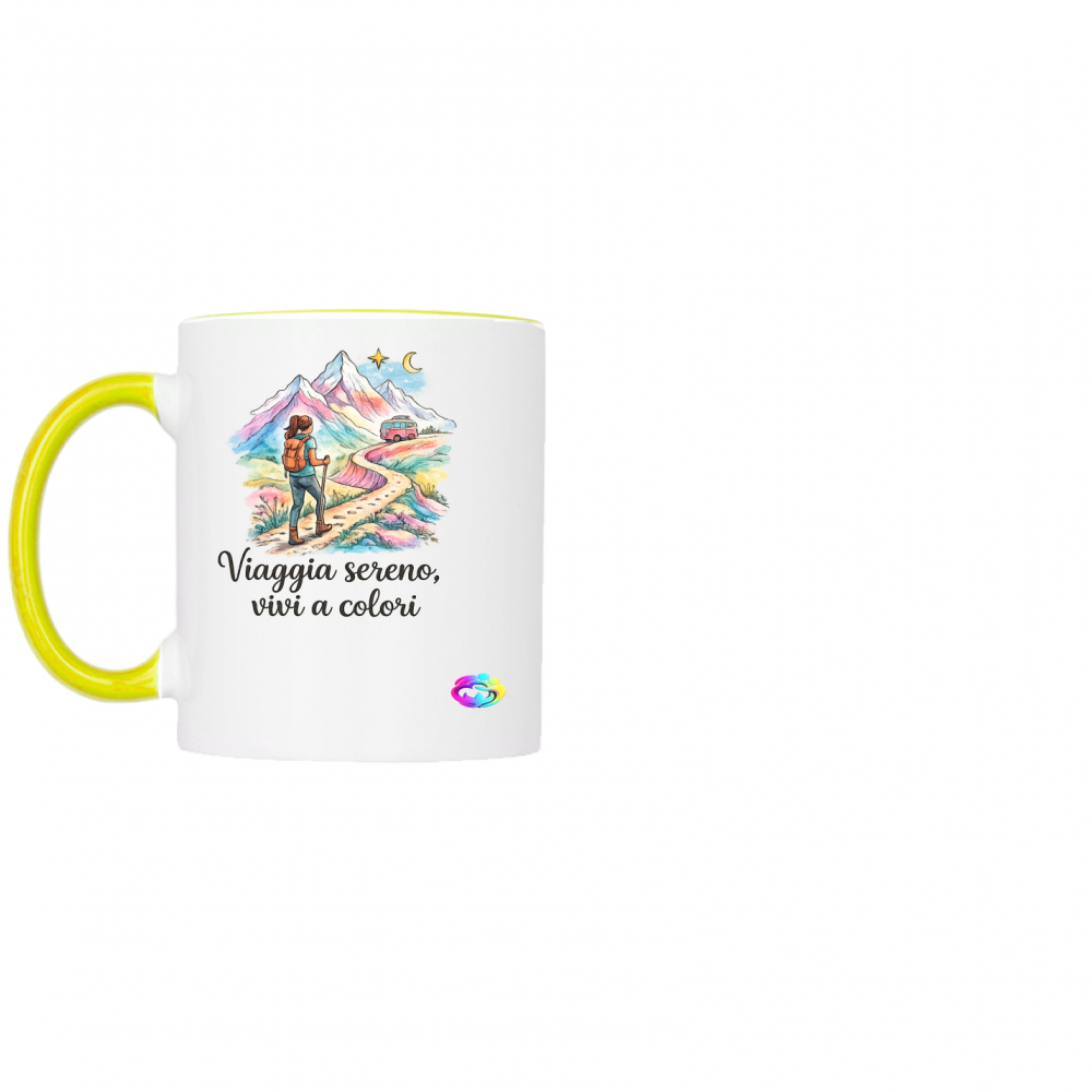 Tazza bicolore "Viaggia sereno"