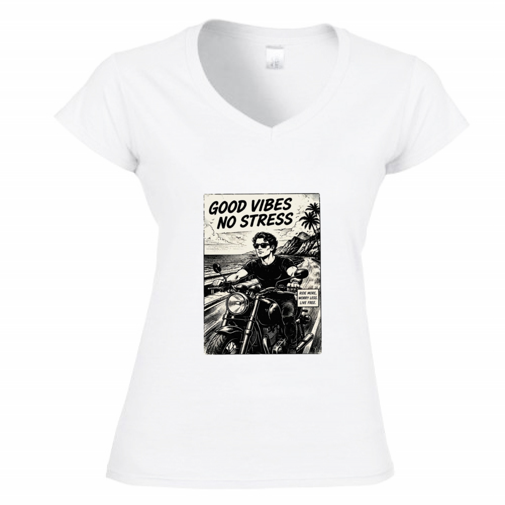 T-Shirt Donna Scollo V Good Vibes