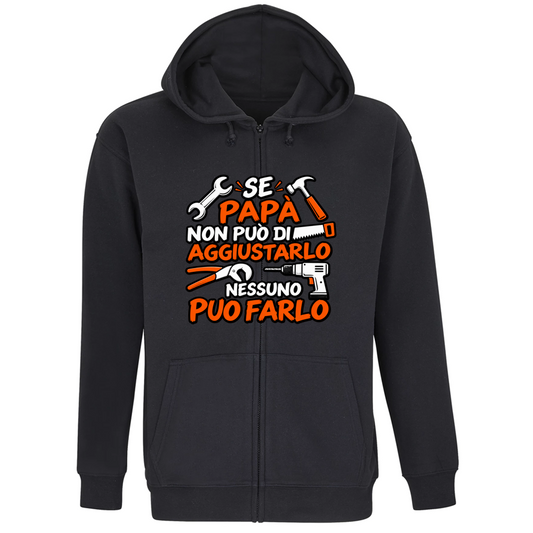 Felpa Premium Cappuccio Zip Se papà...
