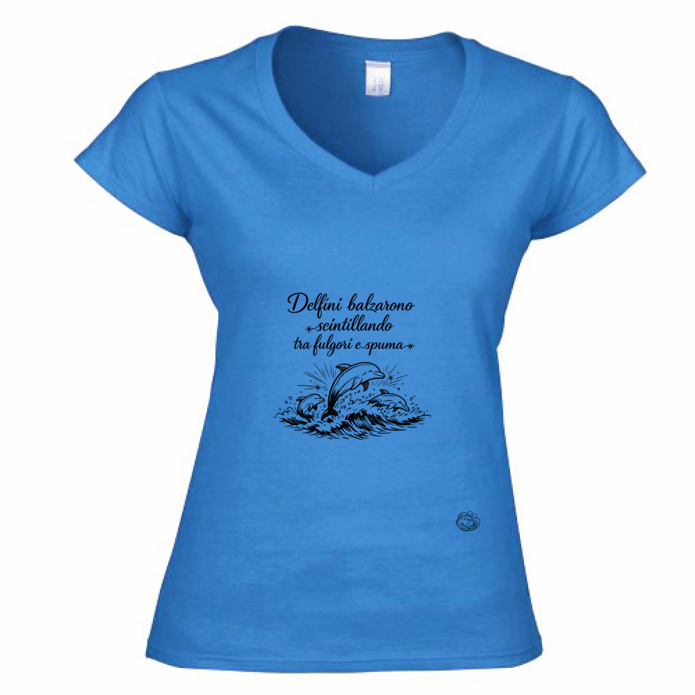 T-Shirt Donna Scollo V Delfini