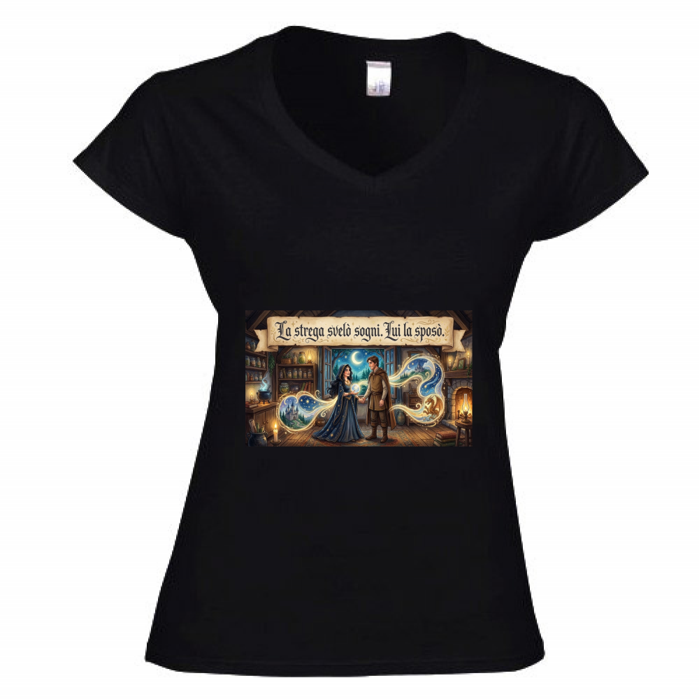 T-Shirt Donna Scollo V Strega