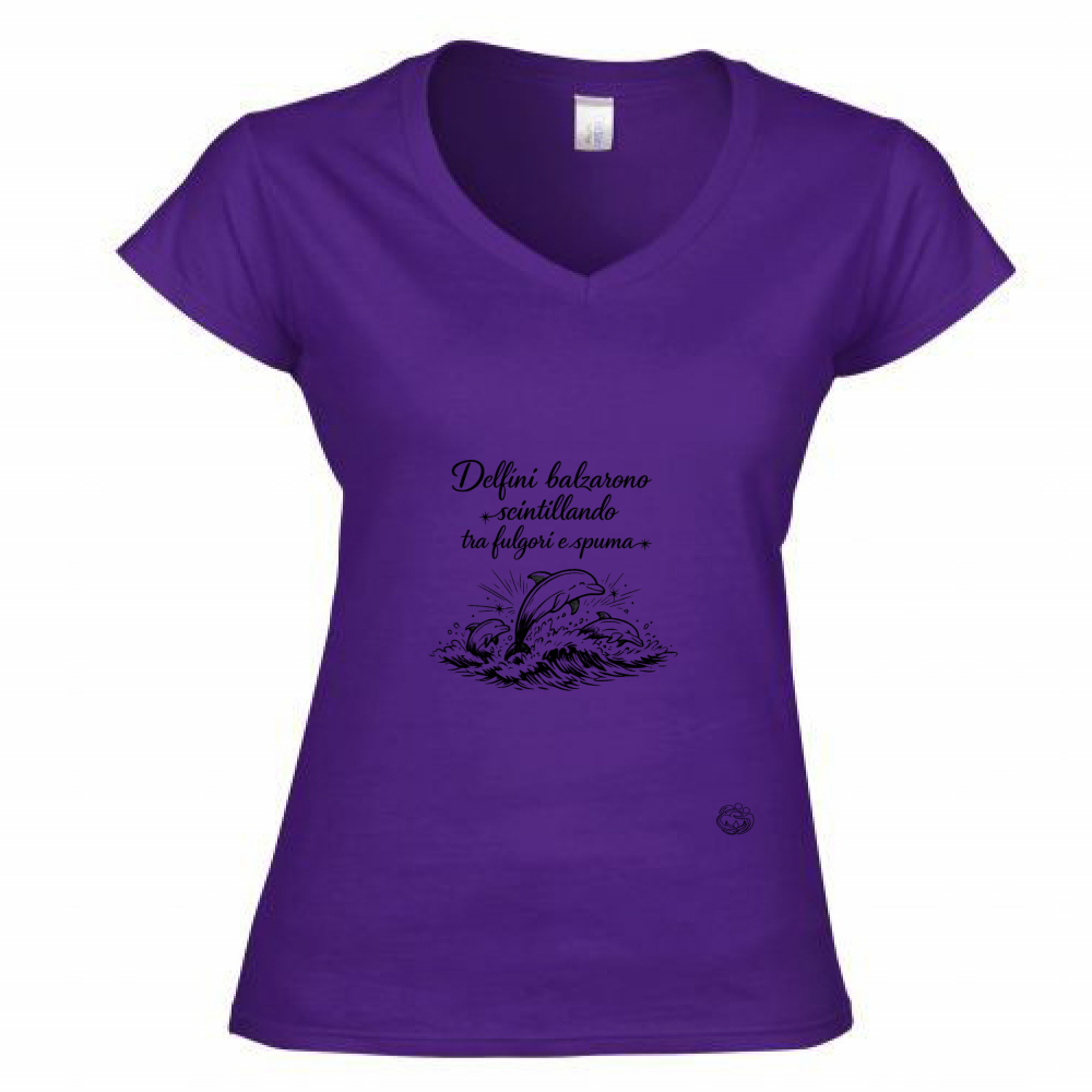 T-Shirt Donna Scollo V Delfini