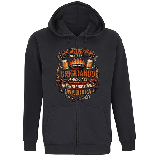 Felpa Premium Cappuccio Zip Grigliando