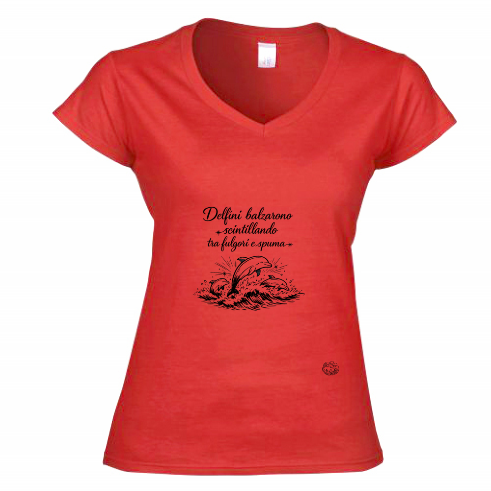 T-Shirt Donna Scollo V Delfini