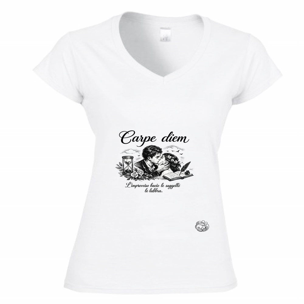T-Shirt Donna Scollo V Carpe diem