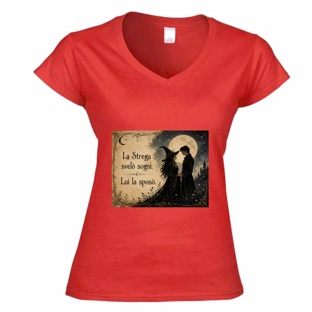 T-Shirt Donna Scollo V Strega