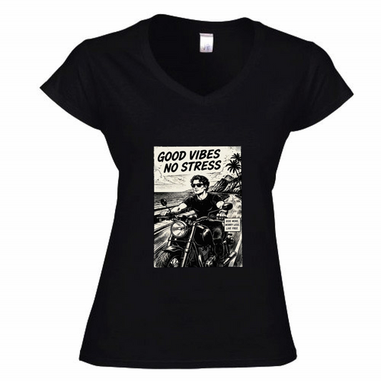 T-Shirt Donna Scollo V Good Vibes