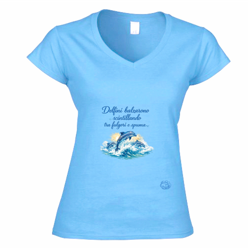 T-Shirt Donna Scollo V Delfini