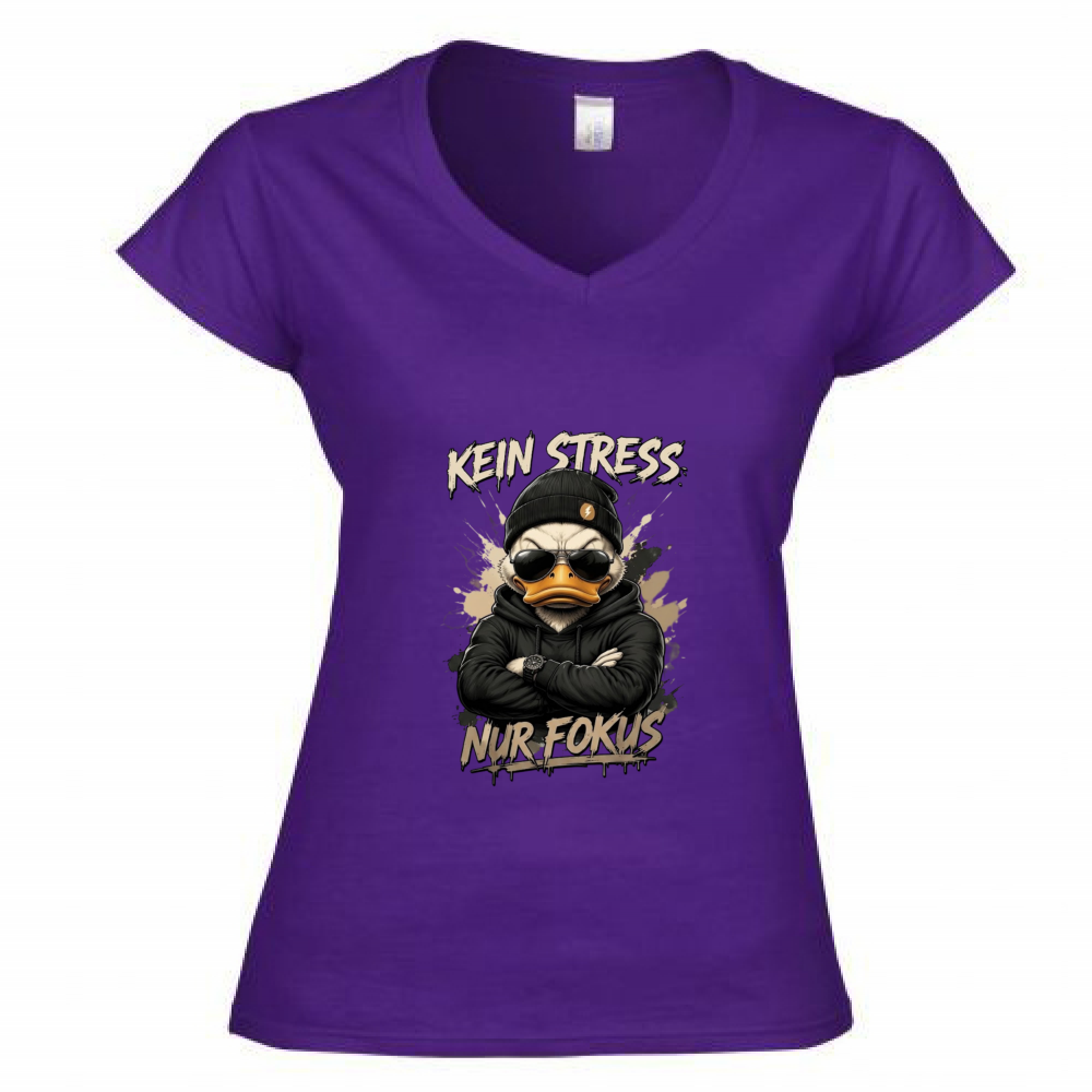 T-Shirt Donna Scollo V Kein Stress