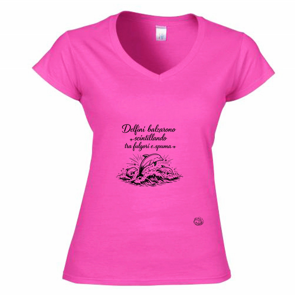 T-Shirt Donna Scollo V Delfini