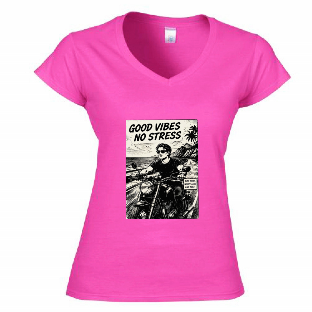 T-Shirt Donna Scollo V Good Vibes