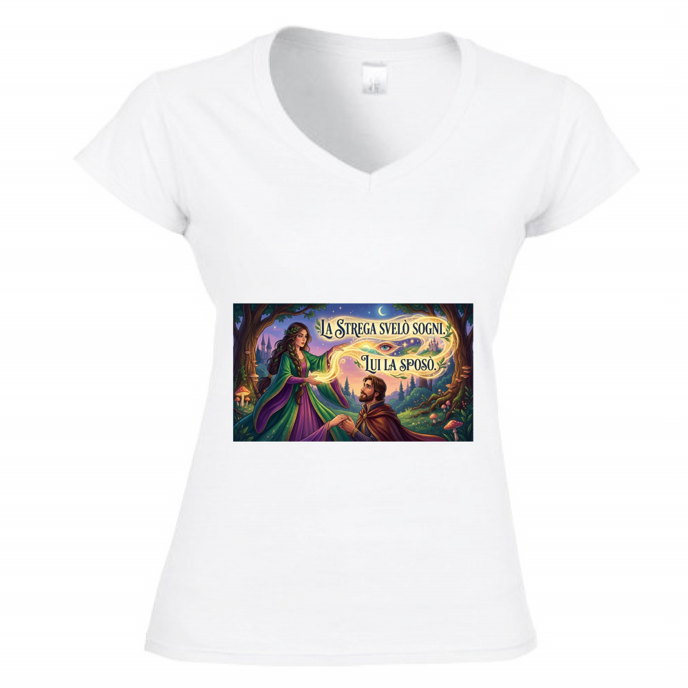 T-Shirt Donna Scollo V Strega