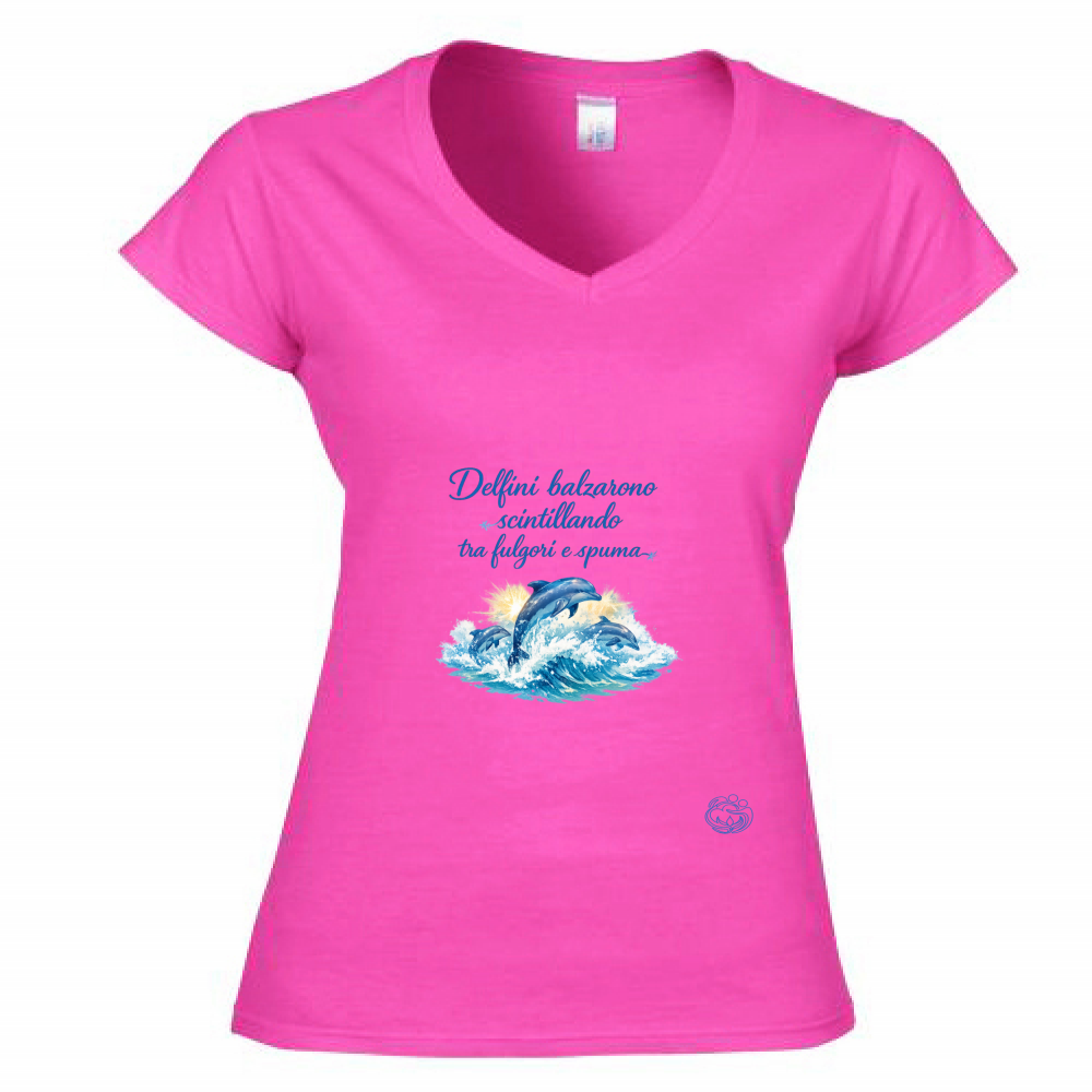 T-Shirt Donna Scollo V Delfini