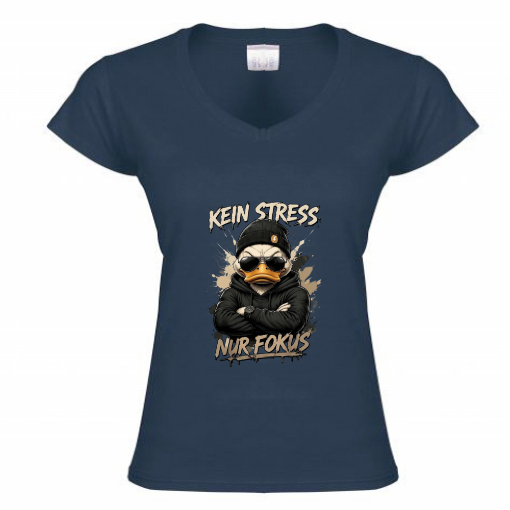 T-Shirt Donna Scollo V Kein Stress