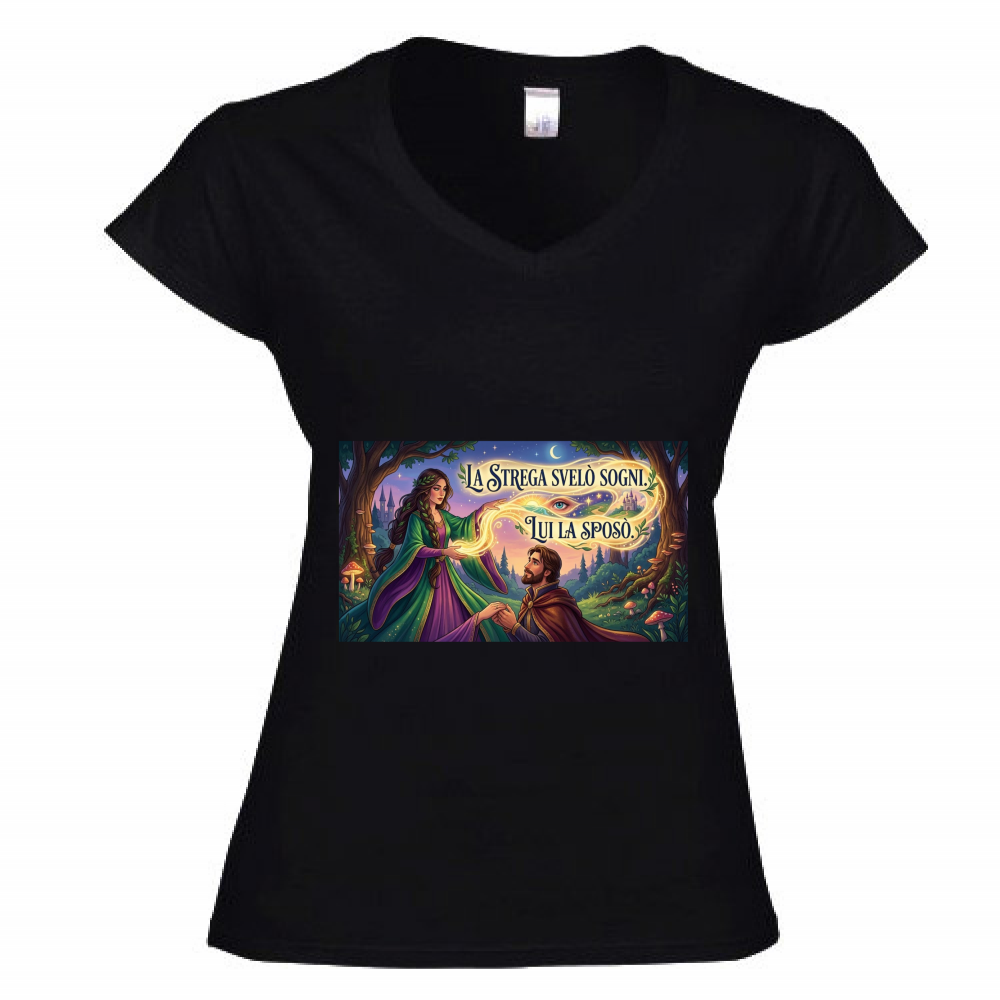 T-Shirt Donna Scollo V Strega
