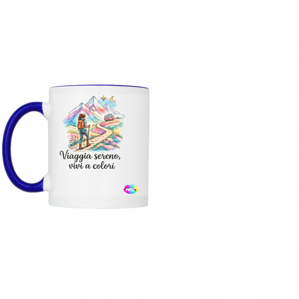 Tazza bicolore "Viaggia sereno"