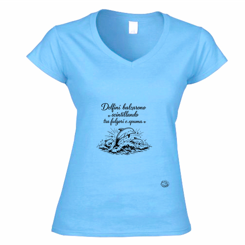 T-Shirt Donna Scollo V Delfini
