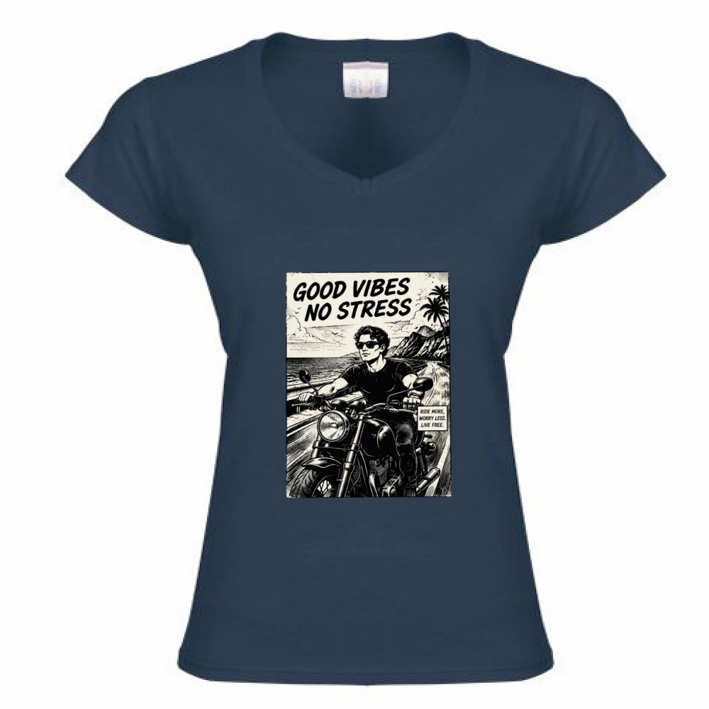 T-Shirt Donna Scollo V Good Vibes