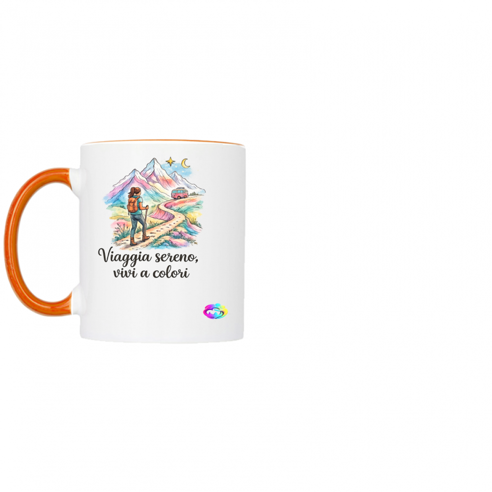 Tazza bicolore "Viaggia sereno"