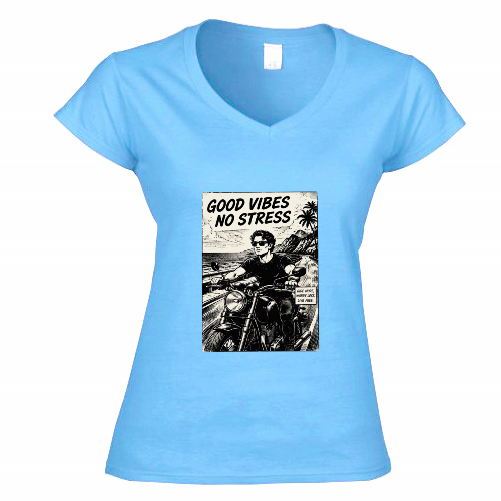T-Shirt Donna Scollo V Good Vibes