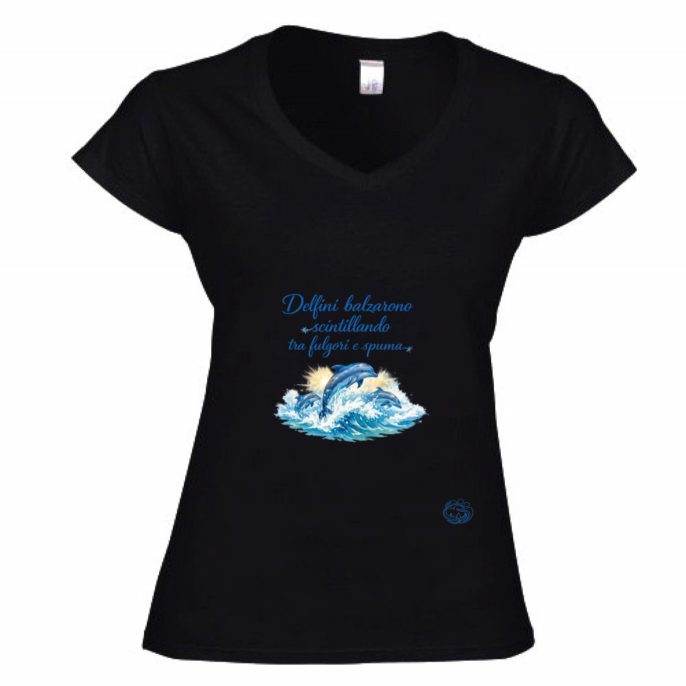 T-Shirt Donna Scollo V Delfini
