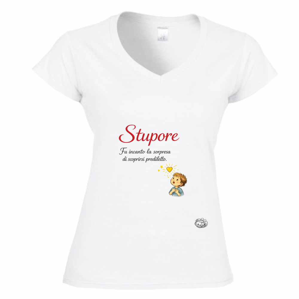 T-Shirt Donna Scollo V Stupore