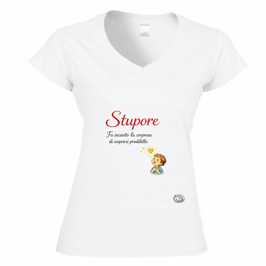 T-Shirt Donna Scollo V Stupore