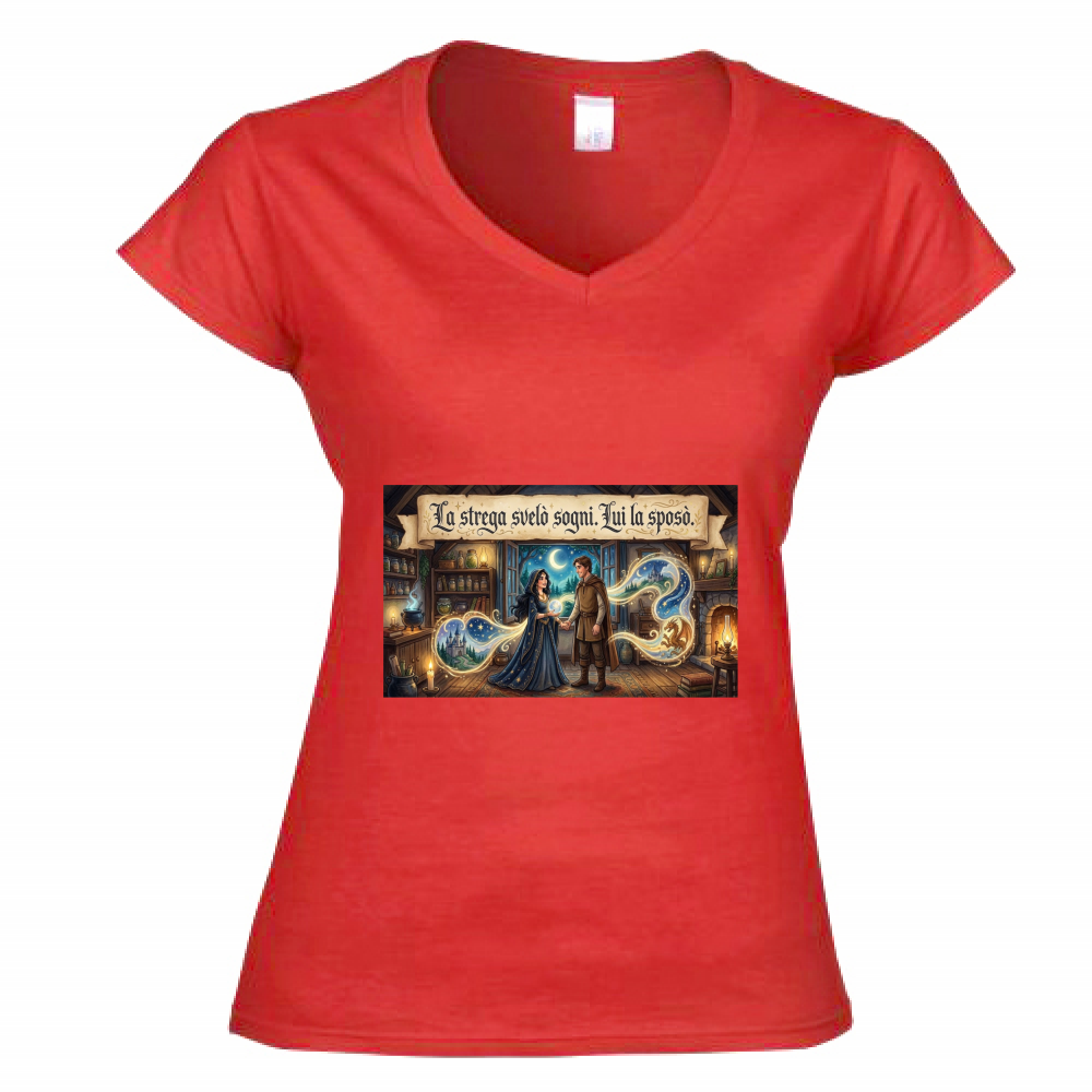 T-Shirt Donna Scollo V Strega
