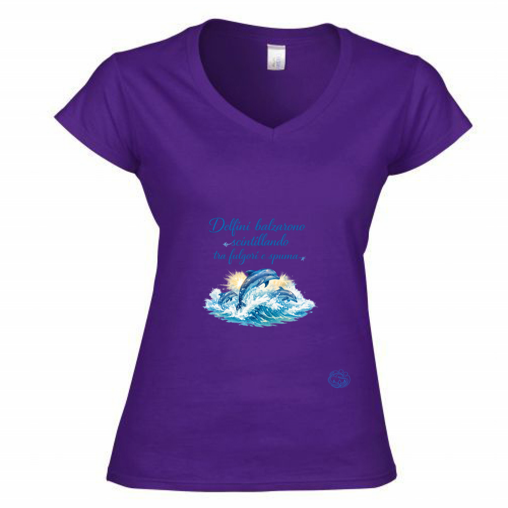 T-Shirt Donna Scollo V Delfini